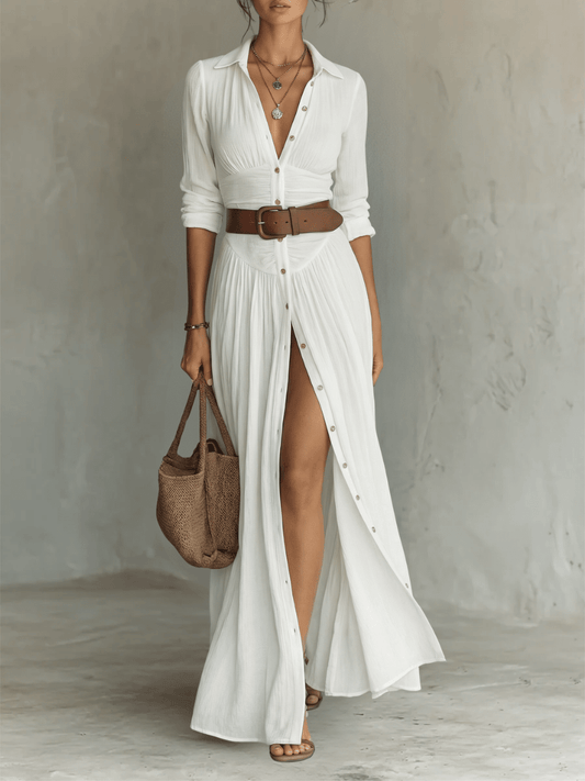 Patricia | Vestido Maxi con Cuello en Muesca - SC