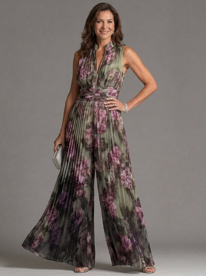 Zakira | Jumpsuit Floral con Escote Halter y Pierna Ancha - SC