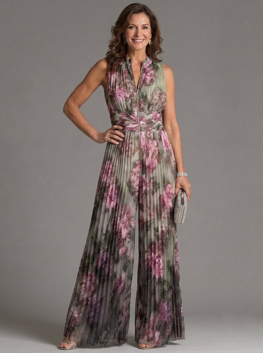 Zakira | Jumpsuit Floral con Escote Halter y Pierna Ancha - SC
