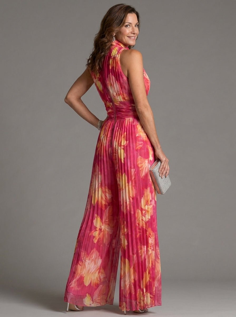 Zakira | Enterizo Floral con Escote Halter y Pierna Ancha - SC