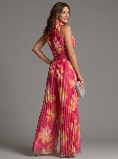Zakira | Enterizo Floral con Escote Halter y Pierna Ancha - SC