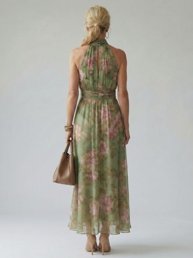Mirelle | Vestido midi halter con frunces