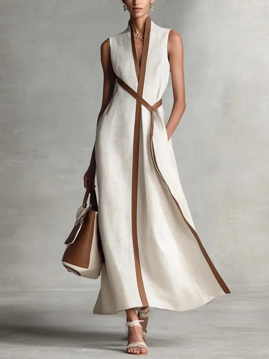 Valeria | Vestido Maxi Mujer Cuello V Rayas - SC