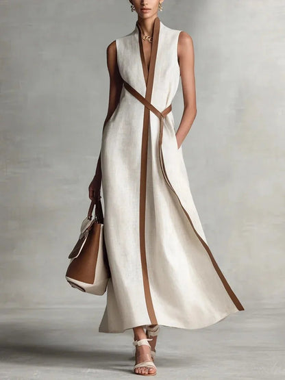 Valeria | Vestido Maxi Mujer Cuello V Rayas - SC