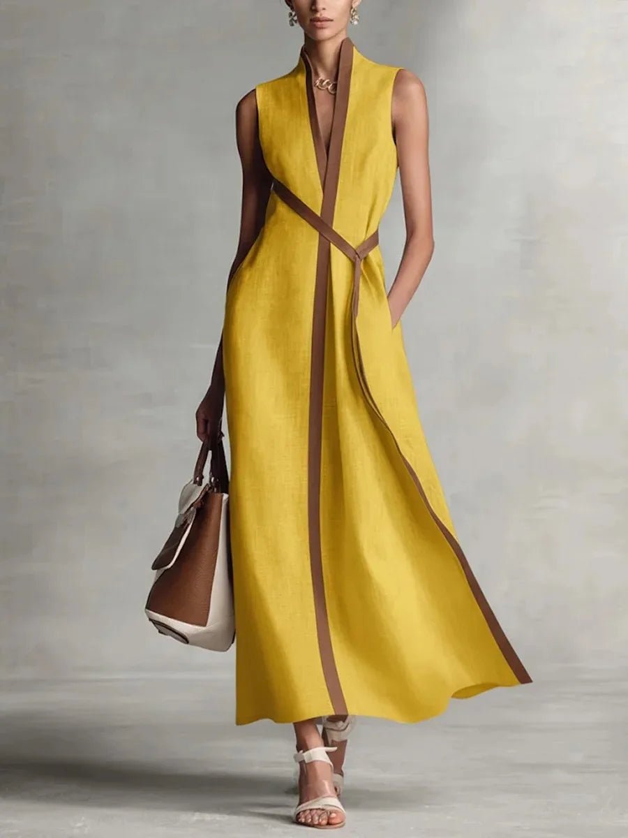 Valeria | Vestido Maxi Mujer Cuello V Rayas - SC
