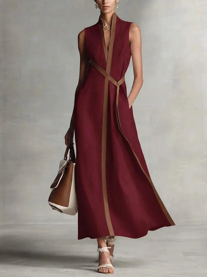 Valeria | Vestido Maxi Mujer Cuello V Rayas - SC