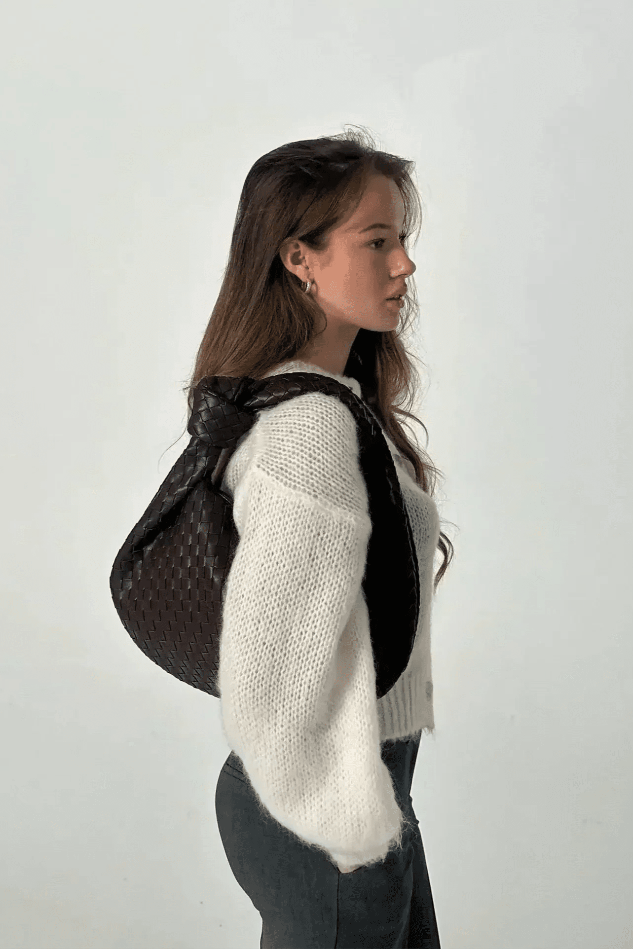 Bolso de Hombro Tejido Mediano Sage - SC