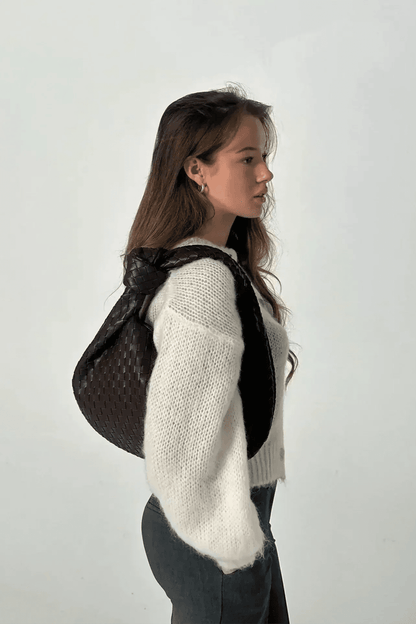 Bolso de Hombro Tejido Mediano Sage - SC