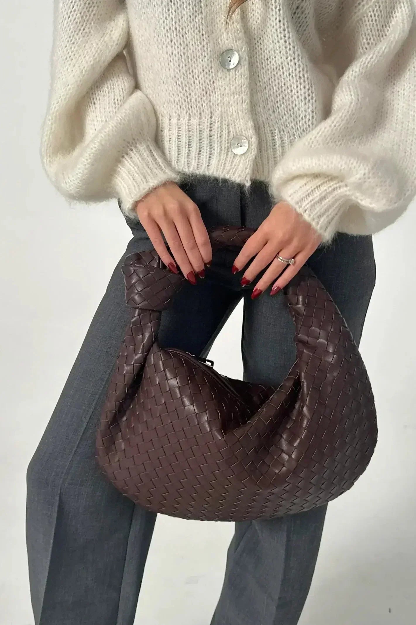 Bolso de Hombro Tejido Mediano Sage - SC