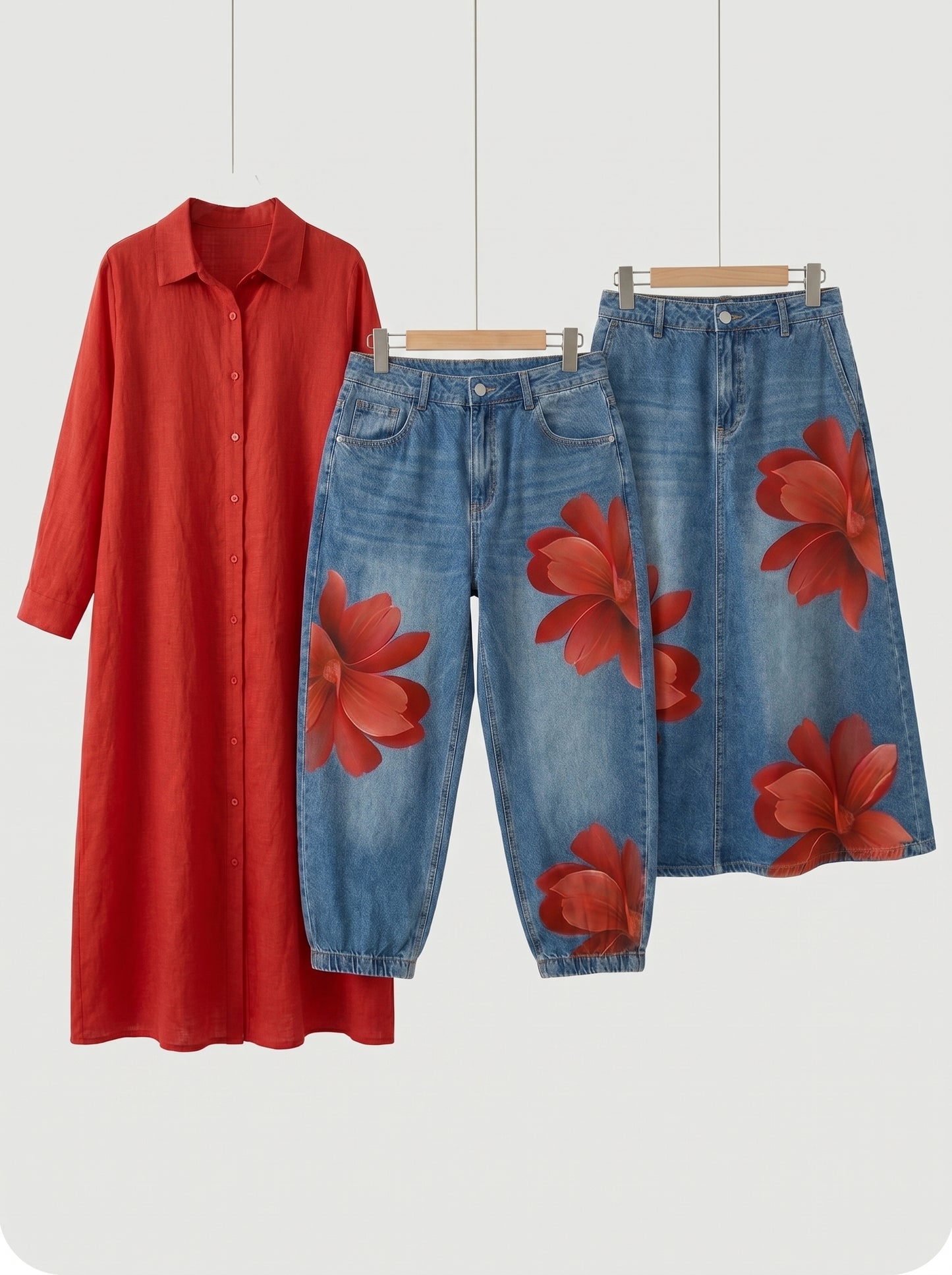 PACK FLORA MODELS | Juego de Jeans y Falda  + Camisa GRATIS