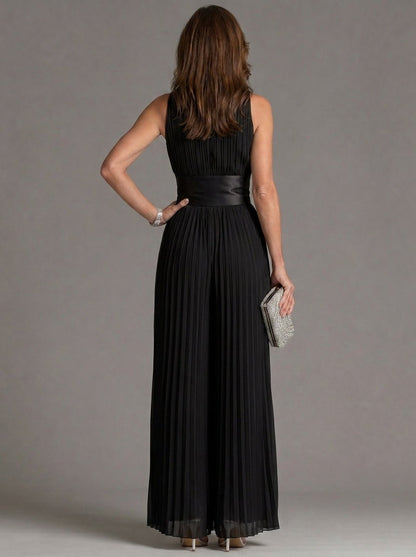 Zakira | Jumpsuit Negro con Escote Halter y Pierna Ancha - SC