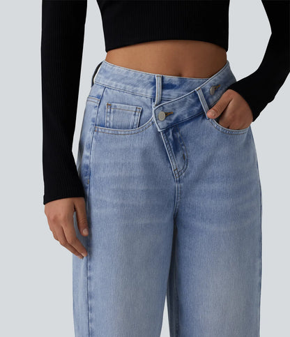 Helena Flex™ | Vaqueros holgados asimétricos de talle alto - SC