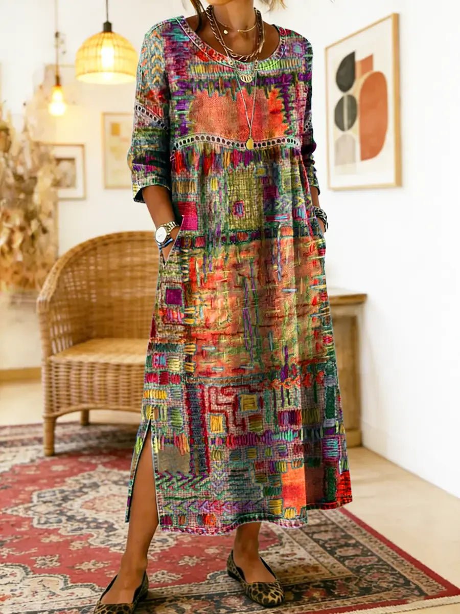 Mariana | Vestido Estampado Étnico - SC