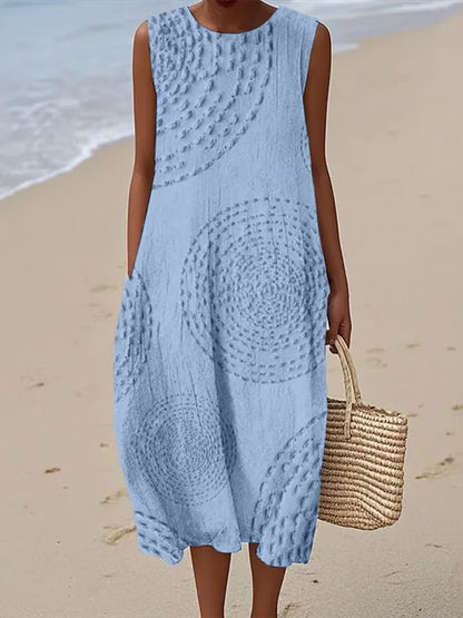 Vestido Largo sin Mangas con Patrón Texturizado - SC