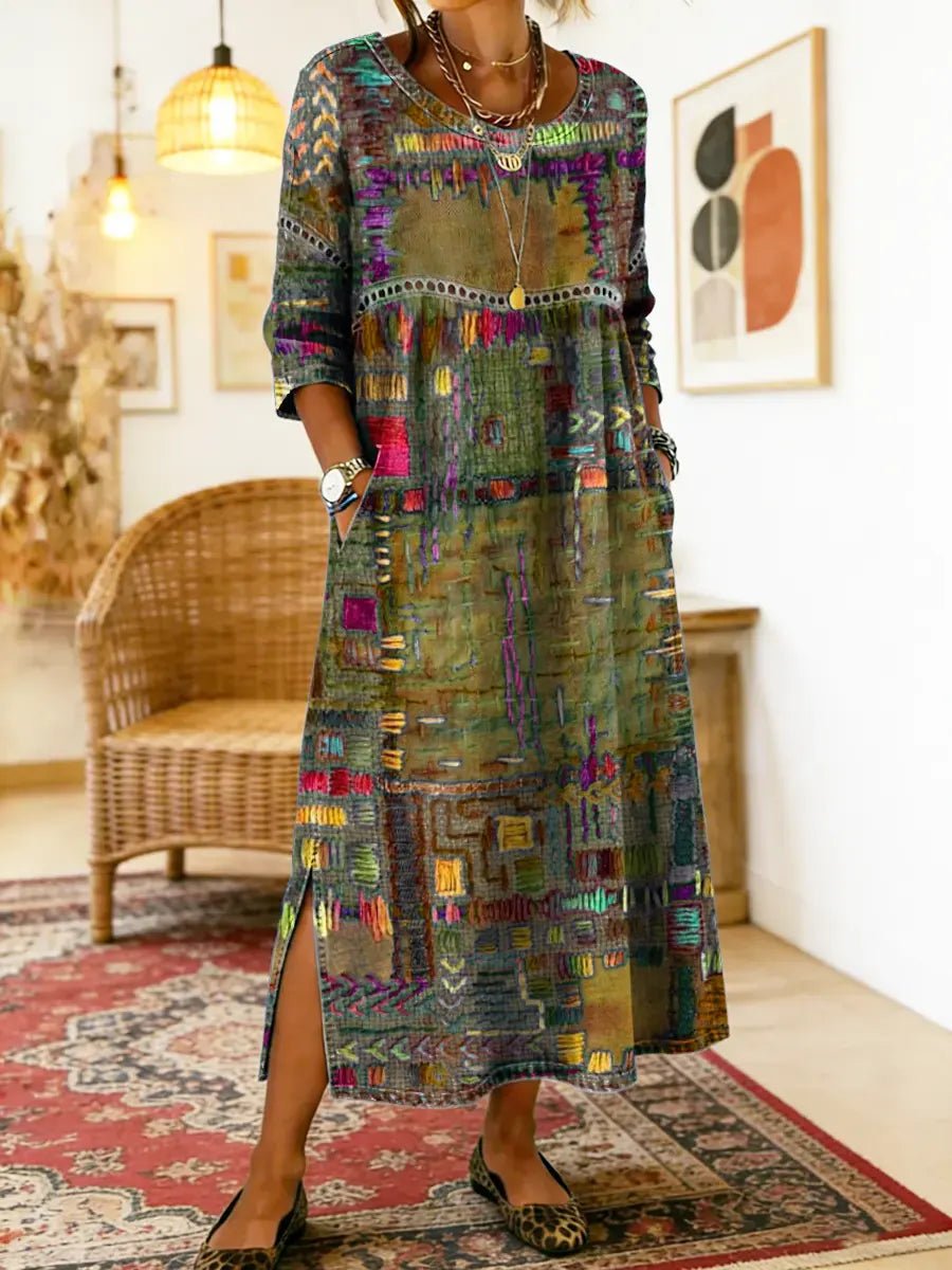 Mariana | Vestido Estampado Étnico - SC