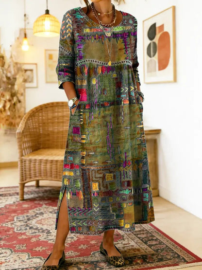 Mariana | Vestido Estampado Étnico - SC