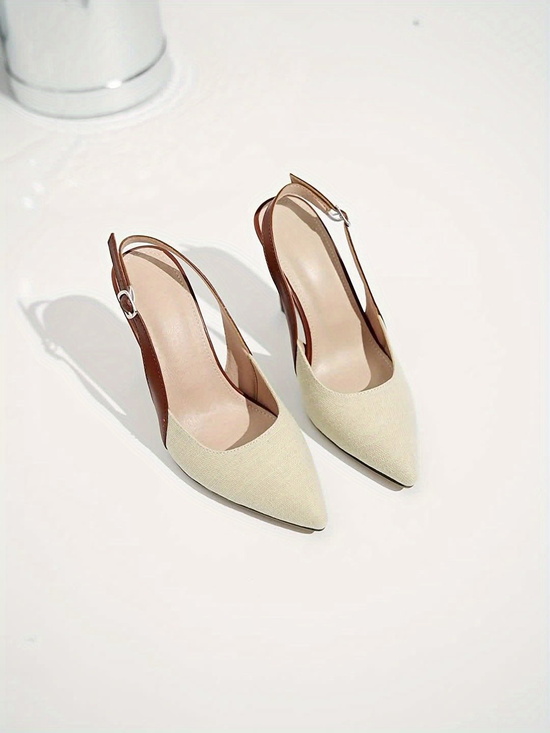 Amelia™ | Zapatos de salón con tacón abierto y detalles en contraste. - SC