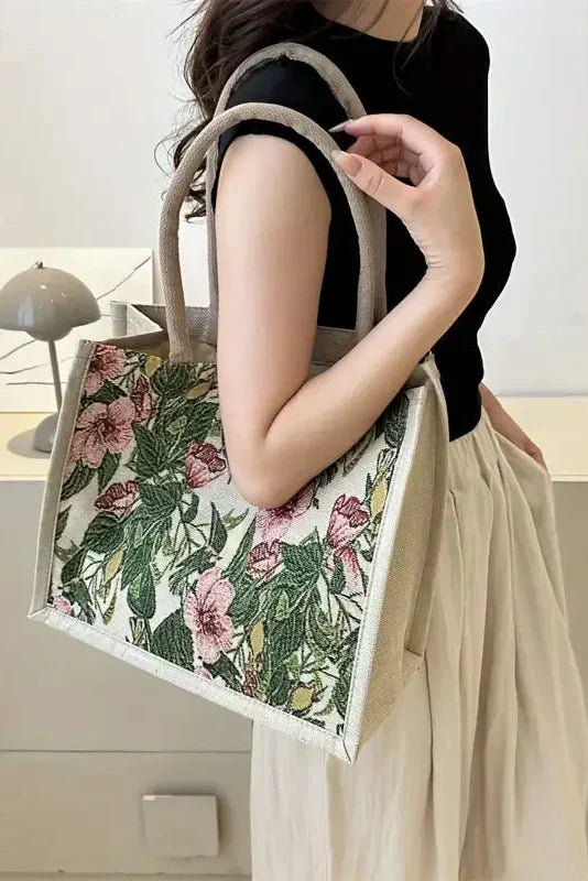 Bolsa de Yute Taila con Estampado Floral y Diseño Ecológico - SC