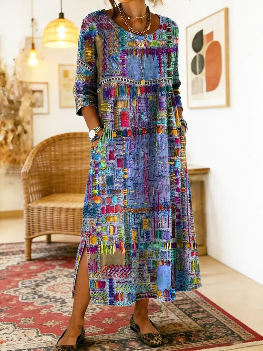 Mariana | Vestido Estampado Étnico - SC