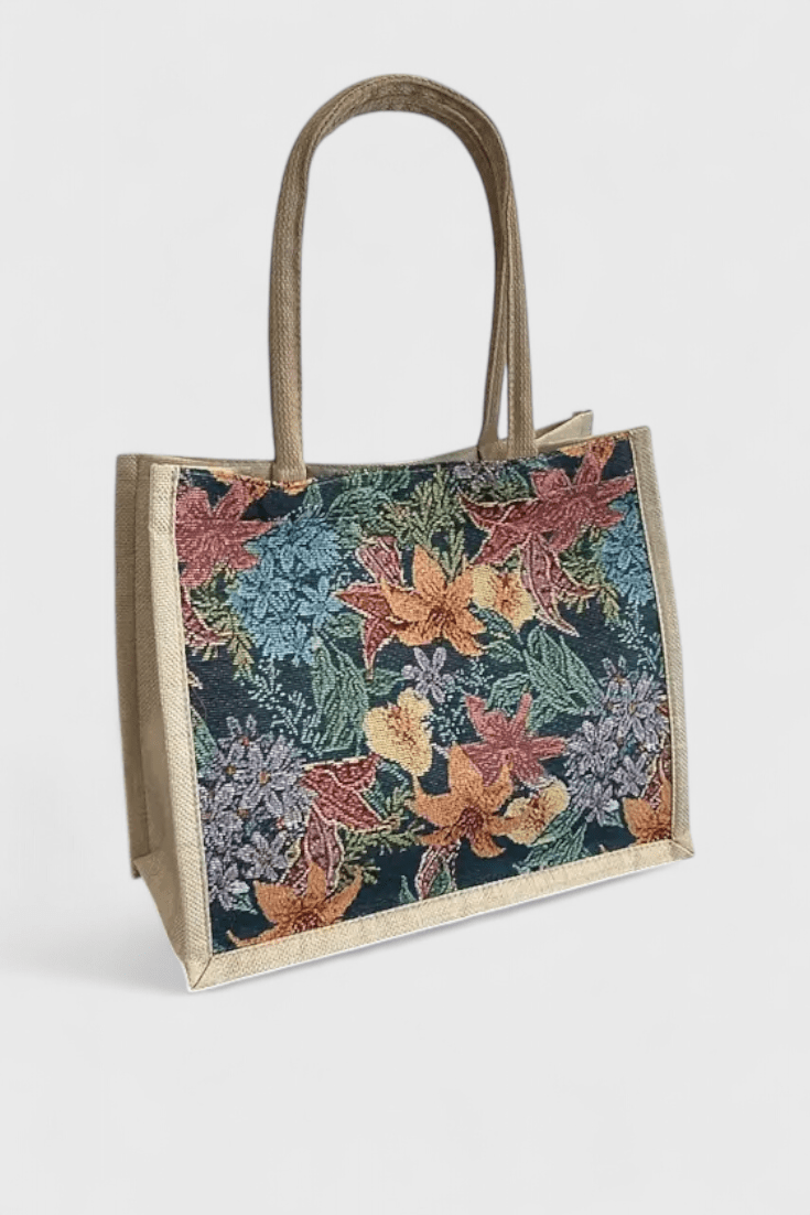 Bolsa de Yute Taila con Estampado Floral y Diseño Ecológico - SC