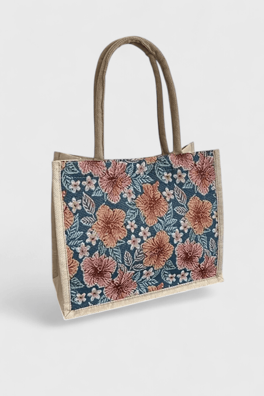 Bolsa de Yute Taila con Estampado Floral y Diseño Ecológico - SC