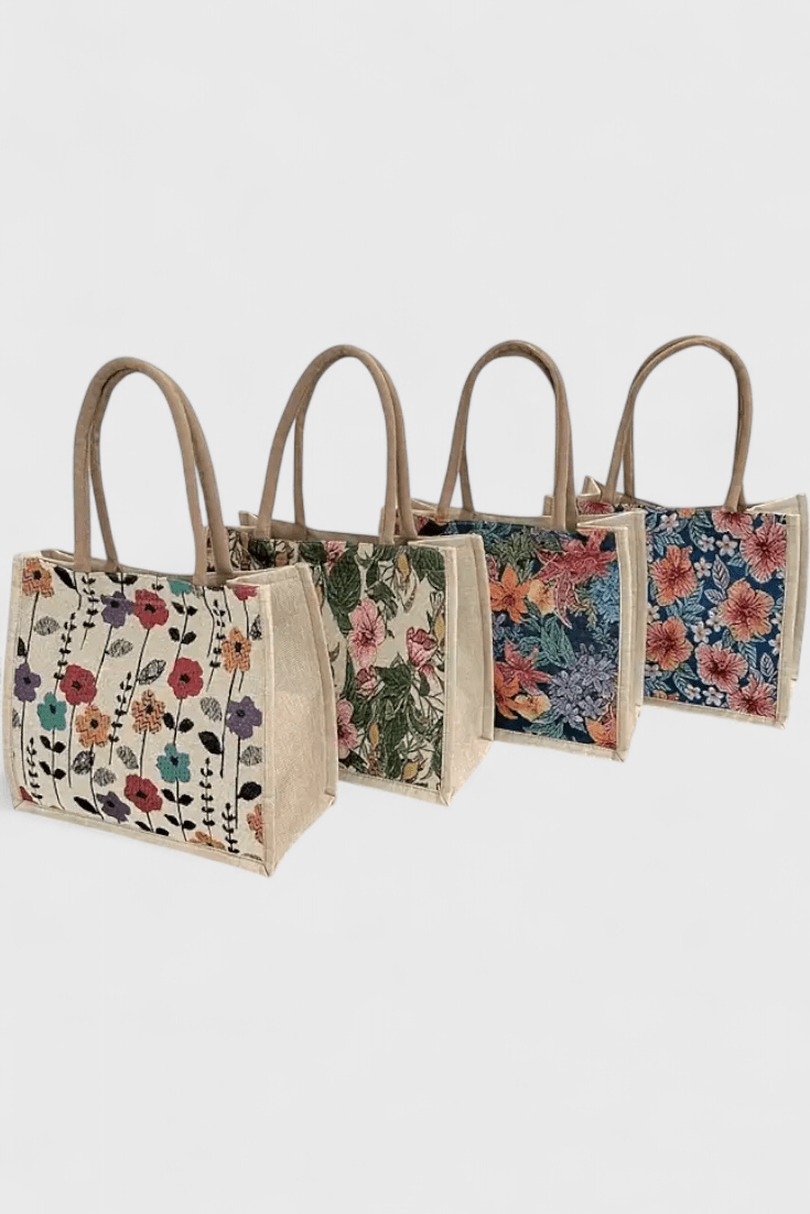 Bolsa de Yute Taila con Estampado Floral y Diseño Ecológico - SC