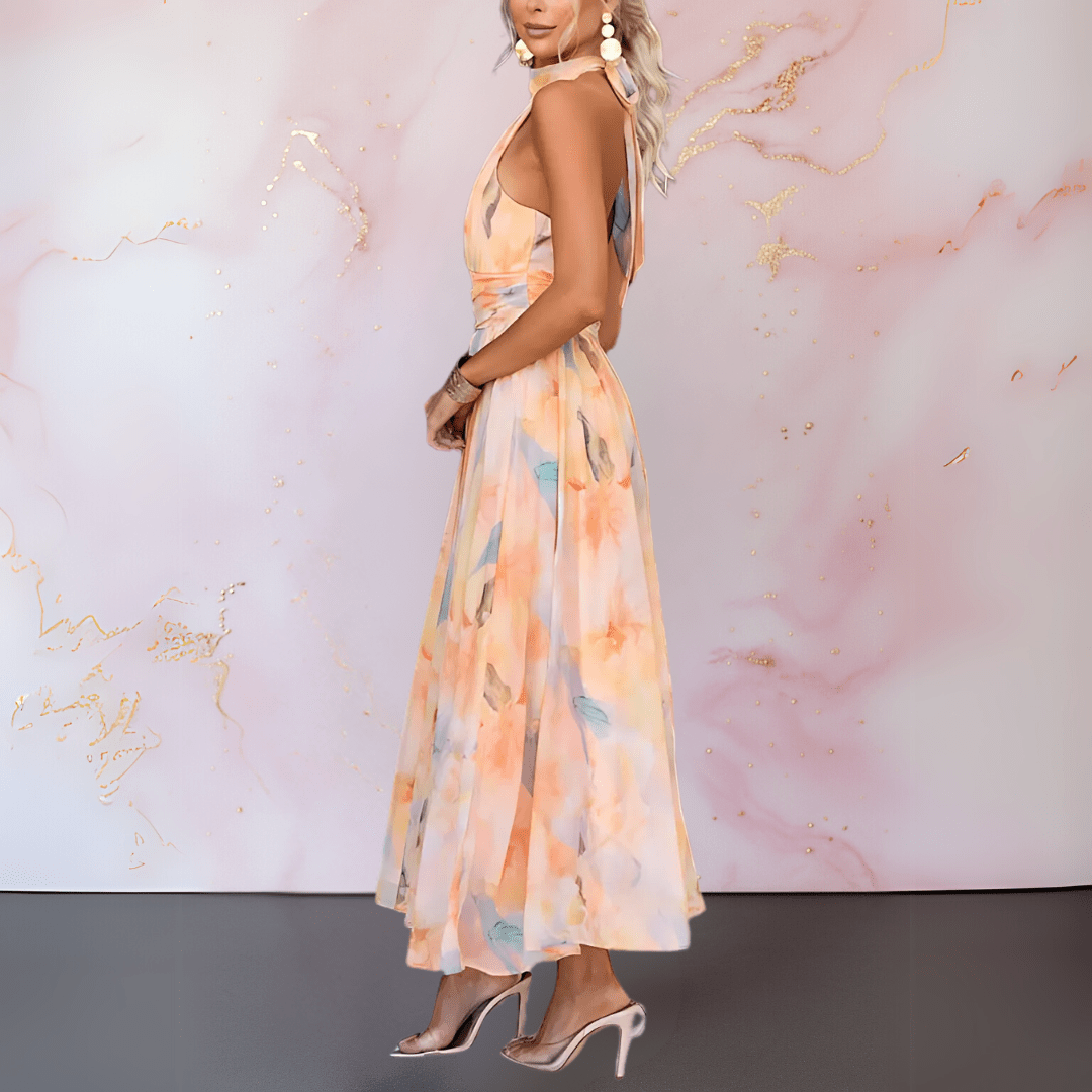 ESTHER | Vestido Halter de Estilo Acuarela - SC